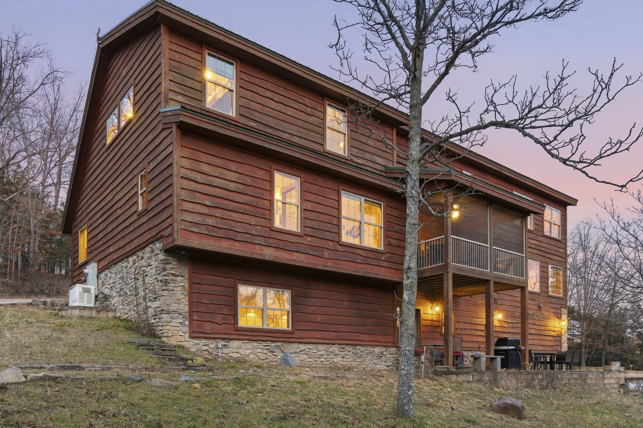 Screened porch and tiered decks