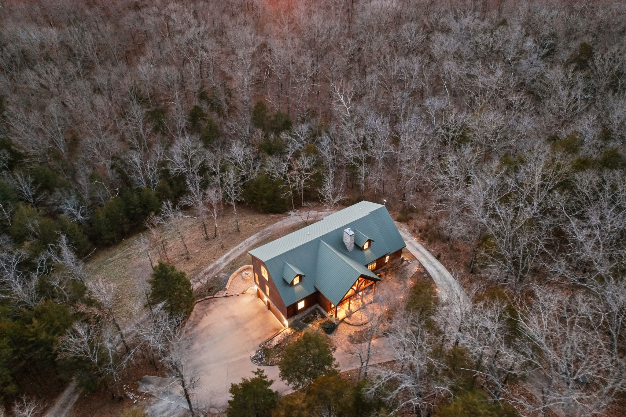 Front exterior at twilight
