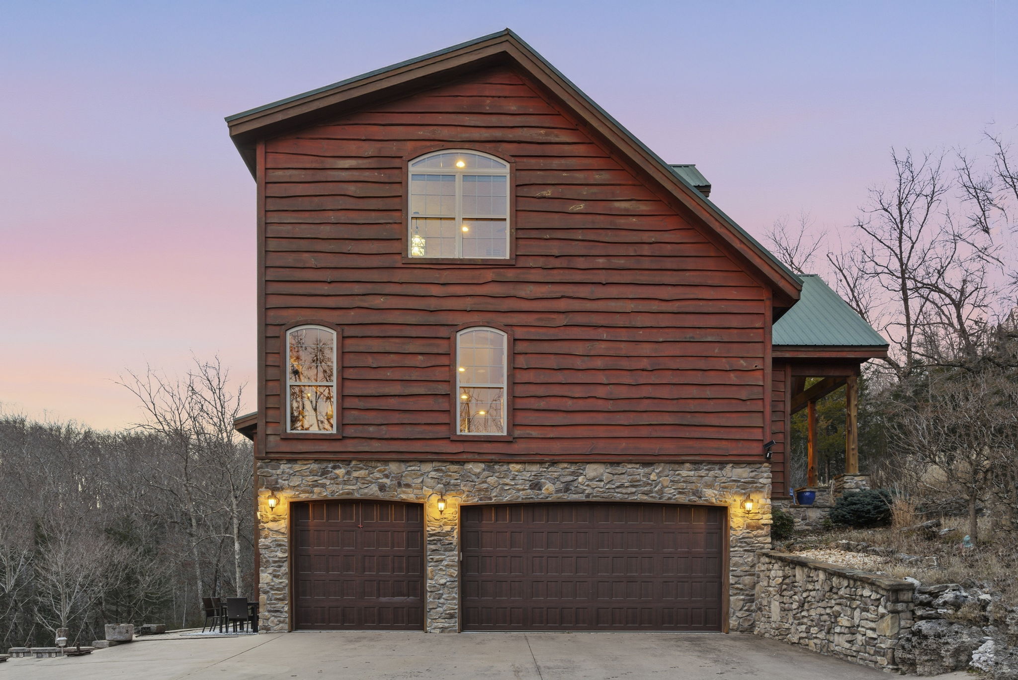 Side elevation showing garage