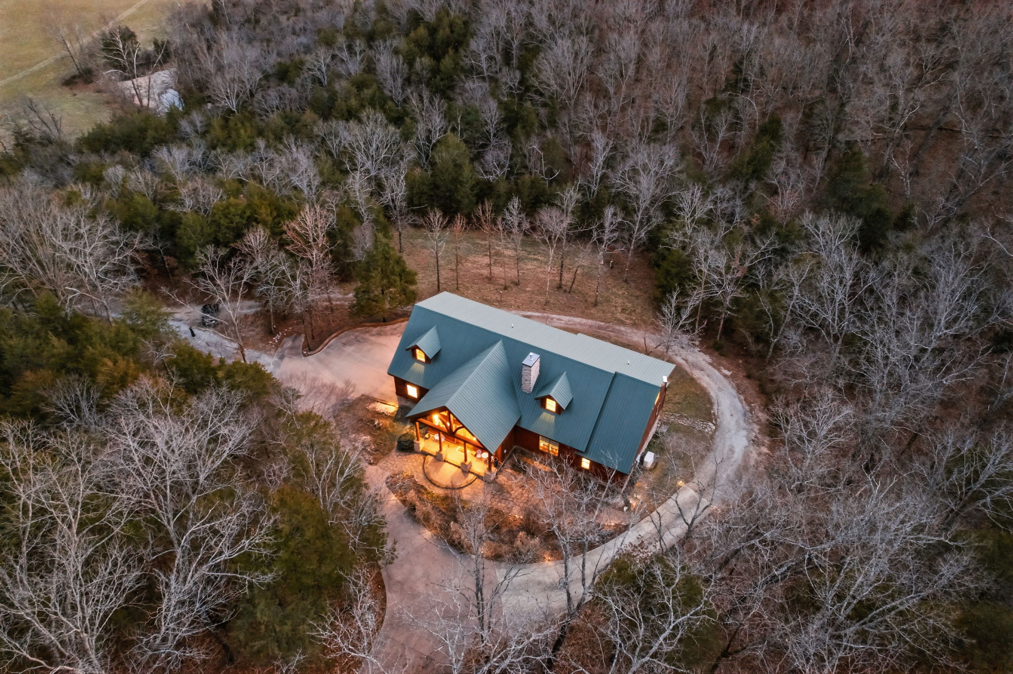 Aerial in surrounding woods