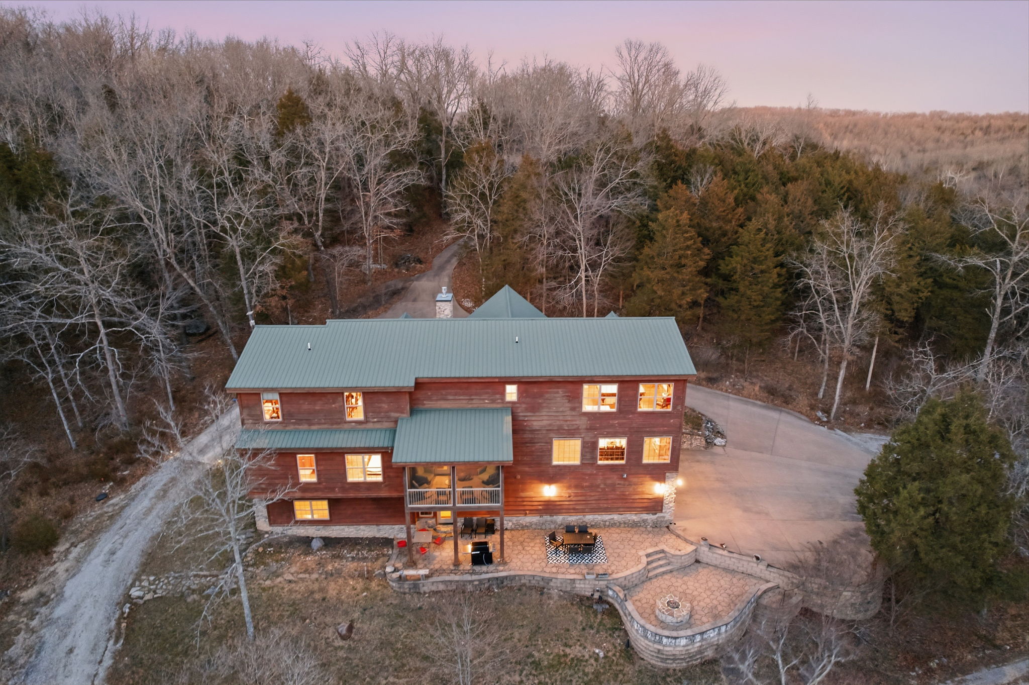 Aerial view of the wooded surroundings